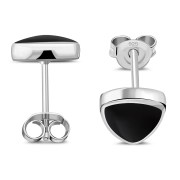 Black Onyx Reuleaux Triangle Silver Earrings, e390st